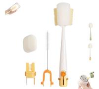 5 in 1 Bottle Cleaning Brush Set, 5-in-1 Multifunctional Bottle Cleaning Brush Set, Long Handle Water Bottles Cleaner Brushes with Sponge and Scrubber for Cup Lid Brushes (Orange)