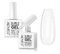 5 in 1 Builder Base Strengthening Gel - 15ml x 2Pack White Builder Nail Gels, UV/LED Nail Polish Gel for Broken Nails Repair for Nail Art Decoration, Decals & Jewels, Professional Manicure Repair