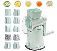 5 In 1 Chopper Vegetable Cutter Slicer - Rotary Cheese Grater Hand Crank Cheese Shredder, Multifunction Mandoline Vegetable Chopper Slicer for Food chopper (Green)