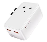 5 IN 1 Enchufe Universal Viaje Plano, 25W GAN, Adaptador de Enchufe Universal con 2 USB C y 2 USB A, Grestar Adaptador Universal para EU,UK,Americano, Canadá, Australia, Japan