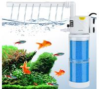 5 in 1 Filtro Pecera Acuario Tortugas de Agua 100 Litros 60 Litros Pequeña Tortuguera Aquario Aquarium Filter Interior Silencioso, con 2 Esponja para 40L-150L Fish Tank 15W Caudal máximo de 1000L/H