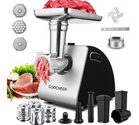 5 in 1 Fleischwolf Elektrisch,2000W Hackfleisch Maschine mit 4 Klingen und 3 Edelstahl Schneidplatten, Wurstaufsatz und Spritzgebäckvorsatz,für Gem¼se, Fleisch& Cookie
