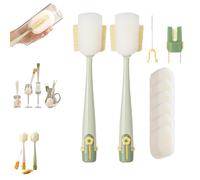 5 in 1 Multifunctional Cleaning Brush Set, Multifunctional Cup and Lid Cleaner Kit for Water Bottles, Tumblers, Travel Mugs and Kitchen Use (Green 2pcs)