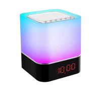 5 IN 1 Portable Bluetooth Speaker Lighted Alarm Clock, Baby White Noise Bedside Lamp, Multicolor Night Light Touch Control Digital Alarm Clock with FM