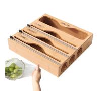 5-In-1 Wrap Dispenser and Bag Organizer, Wall Mount Foil and Wax Paper Holder, Large Kitchen Storage Station for Bags, Food Wraps, Cling Film, and More, 15.75x12.44 Inches