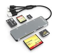 5 in 3 Lector de Tarjetas SD Memory Stick Pro Duo Adaptador - USB C USB-A Lightning Lector Tarjetas XD/Micro SD/SD/TF/CF/MS, per iPhone/iPad/MacBook/Samsung, para Windows, Mac, iOS, Linux, Android