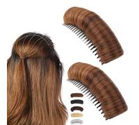 5 in Invisible Fluffy Hair Pad,Natural Hair Bump Clip for Volume,Hair Bun Invisible False Hair Clip,Invisible Fluffy Hair Bun,Volume Hair Clips,DIY Heighten Hair Party Styling (2PC-Light Brown)