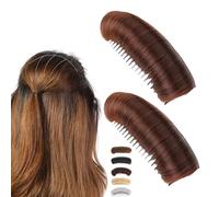 5 in Invisible Fluffy Hair Pad,Natural Hair Bump Clip for Volume,Hair Bun Invisible False Hair Clip,Invisible Fluffy Hair Bun,Volume Hair Clips,DIY Heighten Hair Party Styling (2PC-Dark Brown)