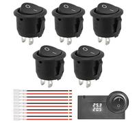 5 interruptores basculantes de 12 V, miniinterruptor basculante, 12 V con alambre, 2 polos, redondo, para interruptor de lámpara de 10 A/125 V, 6 A/250 V, para interruptor de montaje en coche, moto