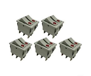 5 interruptores basculantes de encendido y apagado de 6 pines de 250 V 16 A compatibles con calentadores de aceite, radiadores y módulos de calefacción (gris)