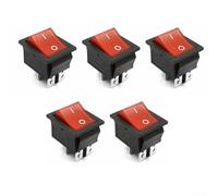 5 interruptores basculantes KCD4201 DPST 4 terminales 16 A 250 V CA 20 A 125 V CA con luz piloto roja para montaje en panel en unidades de distribución de energía