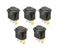 5 interruptores basculantes redondos de 12 V con LED, interruptor basculante SPST 20 A, resistente al agua para coche, barco, camión, para tablero de instrumentos, fácil instalación en agujero de 19