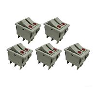 5 interruptores de botón de encendido y apagado de 6 pines de 250 V, 16 A, compatibles con radiadores llenos de aceite y aparatos de calefacción (gris)