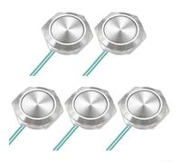 5 interruptores de botón momentáneos impermeables para control de circuito de 12 V 24 V con función de reinicio automático (19 mm)