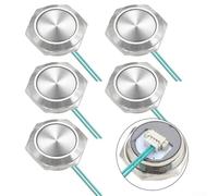 5 interruptores de botón momentáneos impermeables para control de circuito de 12 V 24 V con función de reinicio automático (22 mm)