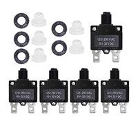 5 interruptores de circuito de 5, 10, 15, 20, 30 amperios con reinicio manual de 32 V CC, CA 125-250 V con terminales de conexión rápida