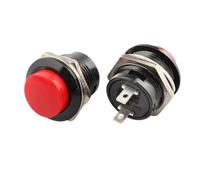 5 interruptores pulsadores momentáneos de 16 mm R13-507, redondos, 6 A/125 V CA, 3 A/250 V CA, color negro, rojo, verde, azul y amarillo.(Red,100PCS)