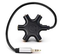 5-Jack - Divisor de audio para auriculares (3,5 mm, para hasta 5 dispositivos, ideal para aulas, viajes, mezcla de audio, compatible con smartphones, tabletas, portátiles y reproductores de MP3)