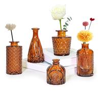 5 Jarrones de Cristal - Jarrones para Flores Jarrones Decorativos no Incluye Flores, Jarrón Cristal para Decoracion Habitacion, Centros Decorativos de Mesa y Decoracion Salon
