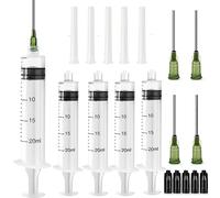 5 Jeringas de 20 Ml Luer Lock, Jeringa Industriales con Tapa y Aguja, Jeringa de Plástico Reutilizables, Jeringas Medición Dispensación Líquidos para Laboratorio, Riego de Plantas