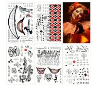 5 Joker Tattoos, Joker Tatuajes Temporales, Tatuajes Joker Cara, Halloween Tatuaje Cara Joker, Halloween Terrible Tatuajes Temporales, para Halloween Carnaval Maquillaje Props Cosplay