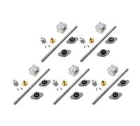 5 Juego de 200 mm de Longitud 8 mm de Diámetro Vertical Plata 2 mm Varilla Roscada Y Cojinete Montado en Bloque de Almohada Kit de Tornillo de Plomo