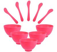 5 Juegos Cuenco para Mascarillas DIY con Espátula, Kit de Rosa | Plástico Pp, Aplicación Higiénica y Fácil, Base Antideslizante, para Sérums y Aceite Capilar