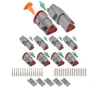 5 juegos de 3 pines para conectores dt con terminal kit, resistente al agua para AWG 16-20, para contactos de cobre resistentes para camiones, autobuses, marina y agricultura, color gris