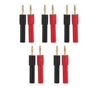 5 juegos de conectores banana para altavoces, conectores banana de latón, adaptador PA 2 mm/0,08 pulgadas macho a 4 mm/0,16 pulgadas hembra rojo negro conector banana para amplificador receptor HiFi