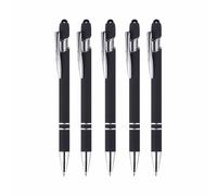 5 lápices capacitivos 2 en 1, bolígrafo de metal, punta suave al tacto, sin carga, escritura suave para smartphone, tableta, notas de papel