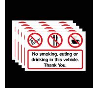 5 letreros autoadhesivos para no fumar, comer o beber para taxi Uber coche furgoneta camión