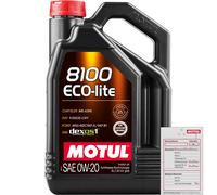 5 Litros MOTUL Aceite Motor 8100 ECO-LITE 0W-20 API SERVICE SP-RC, ILSAC GF-6A