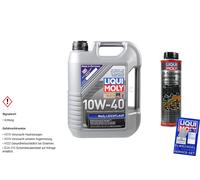 5 Litros Original Liqui Moly Set MoS2 Leichtlauf 10W-40 Aceite-Lodo-Lavado