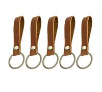 5 llaveros de piel, correa de piel, llavero con anillo partido, llavero de piel auténtica, metal, llavero de piel para hombre y mujer, para llaves de coche, llaves de apartamento, 5 unidades