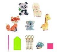 5 llaveros de pintura de diamantes, diseño de animales de doble cara, con pintura de diamantes de imitación, colgante para monedero, funda para llaves, regalo, artesanía, Standard Größe