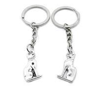 5 llaveros de tono plateado antiguo AA4620 Bastet Dios gato llavero anillo etiqueta joyería fabricación dijes