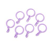 5 llaveros divididos de aleación de 30 mm con cadena, llavero de color caramelo, anillos de metal, conectores de piezas para manualidades, llaves, accesorios de enlace (morado)