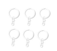5 llaveros divididos de aleación de 30 mm con cadena, llavero de color caramelo, anillos de metal, conectores de piezas para manualidades, llaves, accesorios de enlace (blanco)