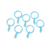 5 llaveros divididos de aleación de 30 mm con cadena, llavero de color caramelo, anillos de metal, conectores de piezas para manualidades, llaves, accesorios de enlace (azul)