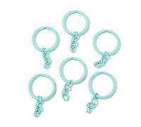 5 llaveros divididos de aleación de 30 mm con cadena, llavero de color caramelo, anillos de metal, conectores de piezas para manualidades, llaves, accesorios de enlace (verde lago)