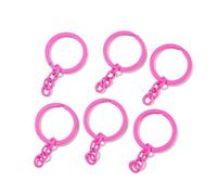 5 llaveros divididos de aleación de 30 mm con cadena, llavero de color caramelo, anillos de metal, conectores de piezas para manualidades, llaves, accesorios de enlace (rojo rosa)