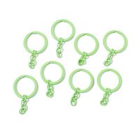 5 llaveros divididos de aleación de 30 mm con cadena, llavero de color caramelo, anillos de metal, conectores de piezas para manualidades, llaves, accesorios de enlace (verde)