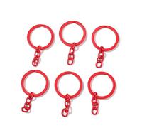 5 llaveros divididos de aleación de 30 mm con cadena, llavero de color caramelo, anillos de metal, conectores de piezas para manualidades, llaves, accesorios de enlace (rojo)