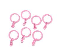 5 llaveros divididos de aleación de 30 mm con cadena, llavero de color caramelo, anillos de metal, conectores de piezas para manualidades, llaves, accesorios de enlace (rosa)