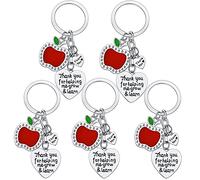 5 llaveros para maestros, regalos de agradecimiento para maestros, regalos para maestros, regalos de agradecimiento para maestros, Gracias por ayudarme a crecer y aprender, Talla única