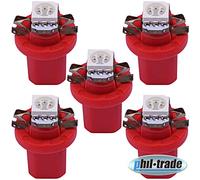5 luces LED B8.5d para velocímetro 5050 SMD BAX10D de alta potencia, color rojo, compatible con Opel Astra G