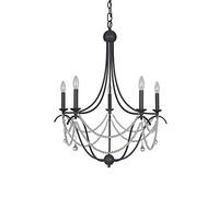 5 Luz de colgante retro estadounidense de llamas, cuerpo de lámpara de metal con soporte de lámpara de estilo candelabro, soporte de lámpara E14 luces colgantes para sala de estar, escalera, comedor