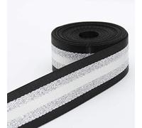 5 m Correa Rayas Brillante Oro Plata Metálico Lurex 38mm Negro Plata (Cuello 02A)