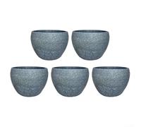 5 macetas redondas de piedra sintética con agujeros de drenaje, adecuadas para suculentas, perfectas para patios, jardines, estantes interiores y mesas