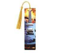 5 marcapáginas de madera con borlas, marcapáginas de madera vintage, guitarra eléctrica mágica, música, elegante, hecho a mano, marcadores de libros para leer, marcadores de página, etiquetas